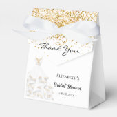 ウェディングシャワー ホワイトゴールド グリッター ドレス ありがとう フェイバーボックス (正面サイド)
