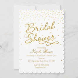 ウェディングシャワー ホワイト＆ゴールド コンフェッティドット インビテーション
