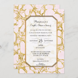 ウェディングシャワー マーブル模様の紙  ローズゴールド ピンク 招待状