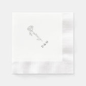 ウェディングシャワー、モダン婚約ホワイトミニマリスト 縁ありカクテルナプキン (正面)