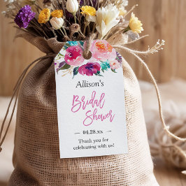 ウェディングシャワー モダン ウォーターカラー フラワー 感謝の気持ち ギフトタグ