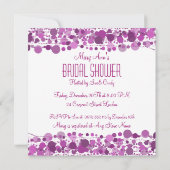 ウェディングシャワー モダン ドット パープル 招待状 (裏面)