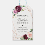ウェディングシャワー モダン ボタニカル パープル ブラッシュ フラワーズ ギフトタグ (正面)