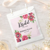 ウェディングシャワー モダン レッド ピンク フローラル ライトピンク フェイバーバッグ (クリップ留めされた状態)