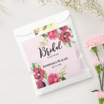 ウェディングシャワー モダン レッド ピンク フローラル ライトピンク