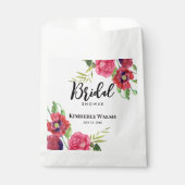 ウェディングシャワー モダン レッド ピンク フローラル ライトピンク フェイバーバッグ (正面)