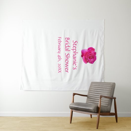 ウェディングシャワー モノグラム 名前 ピンク ローズ ホワイト クール タペストリー (インサイチュ(横))