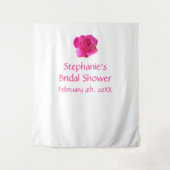 ウェディングシャワー モノグラム 名前 ピンク ローズ ホワイト クール タペストリー (正面)