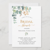 ウェディングシャワー　ユーカリグリーン　ゴールド　モダン 招待状 (正面)