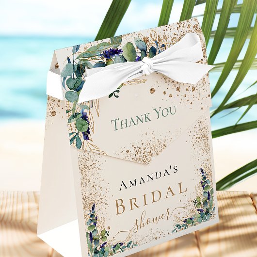 ウェディングシャワー　ユーカリ　グリッター　サンキュー フェイバーボックス