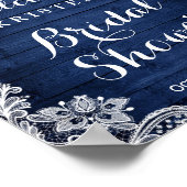 ウェディングシャワー ラスティック ブルー メイソンジャー ライト レース ポスター (角)