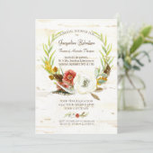 ウェディングシャワー ラスティック リース ボヘミアンフィーバー バーチ 招待状 (スタンド正面)