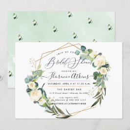 ウェディングシャワー ラスティック 水彩 アラバスター フラワー 招待状