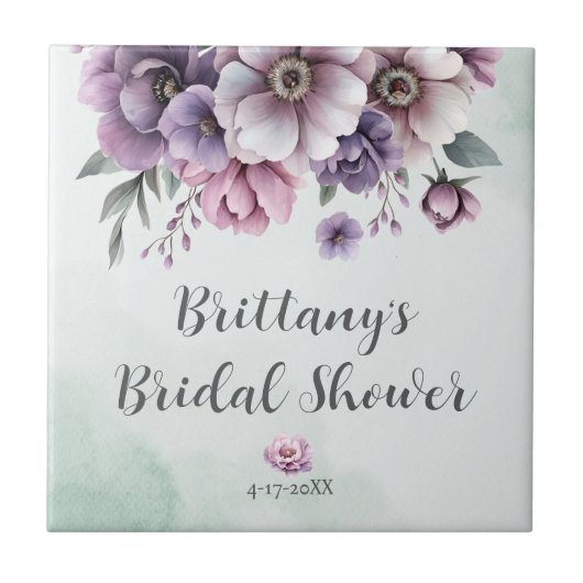 ウェディングシャワー ラベンダー＆グリーンフラワーレース タイル (正面)
