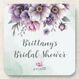 ウェディングシャワー ラベンダー＆グリーンフラワー コースター