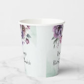 ウェディングシャワー ラベンダー＆グリーンフラワー 紙コップ (左)