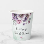 ウェディングシャワー ラベンダー＆グリーンフラワー 紙コップ (正面)