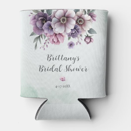 ウェディングシャワー ラベンダー＆グリーンフラワー 缶クーラー (正面)