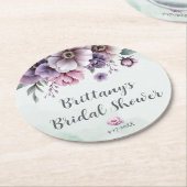 ウェディングシャワー ラベンダー＆グリーンフローラルペーパコースター ラウンドペーパーコースター (アングル)
