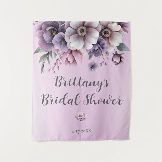 ウェディングシャワー ラベンダー 水彩 花 タペストリー (正面)