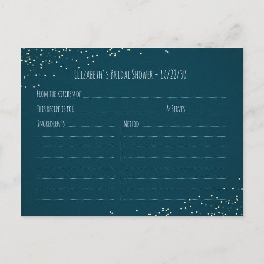 ウェディングシャワー レシピ カップル メイソンジャー ローズゴールド インビテーションポストカード (裏面)