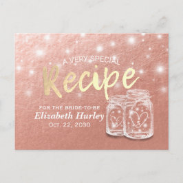 ウェディングシャワー レシピ カップル メイソンジャー ローズゴールド インビテーションポストカード