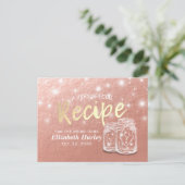 ウェディングシャワー レシピ カップル メイソンジャー ローズゴールド インビテーションポストカード (スタンド正面)