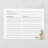 ウェディングシャワー レシピ トロピカル フラミンゴ ルアウ フラワーズ ポストカード (裏面)