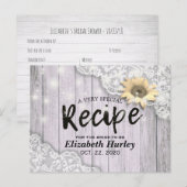 ウェディングシャワー レシピ ライト ライラック ヒマワリ ウッド インビテーションポストカード (正面/裏面)
