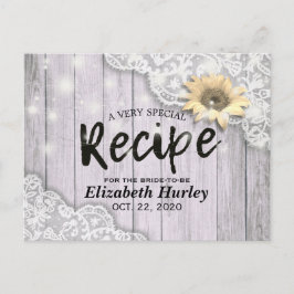 ウェディングシャワー レシピ ライト ライラック ヒマワリ ウッド インビテーションポストカード