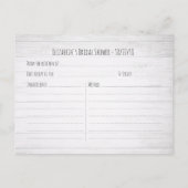 ウェディングシャワー レシピ ライト ラッセルひまわりウッド インビテーションポストカード (裏面)