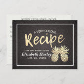 ウェディングシャワー レシピ ヴィンテージ ゴールド パイナップル カップル インビテーションポストカード (正面/裏面)