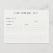 ウェディングシャワー レシピ ヴィンテージ ゴールド パイナップル カップル インビテーションポストカード (裏面)