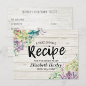 ウェディングシャワー レシピ 多肉植物 ラスティック ウッド インビテーションポストカード (正面/裏面)