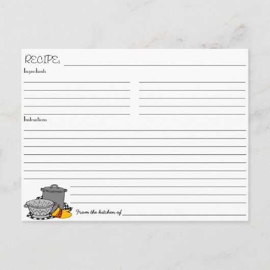 ウェディングシャワー レシピ 招待状 ポストカード (正面)