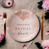 ウェディングシャワー ローズゴールド グリッター風船 グラマラス ペーパープレート