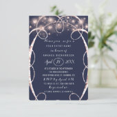 ウェディングシャワー ローズゴールド コンフェッティ ブルー ネイビー 招待状 (スタンド正面)