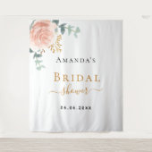 ウェディングシャワー ローズゴールド ピンク 花 フレーム ユーカリ タペストリー (正面)