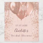 ウェディングシャワー ローズゴールド ブラッシュピンク風船 遊び心 ワインラベル (シングルラベル)
