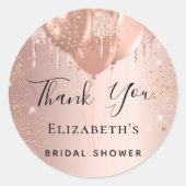 ウェディングシャワー ローズゴールド ブラッシュ風船 サンクス ラウンドシール (正面)