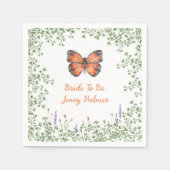 ウェディングシャワー ワイルドフラワー オレンジ 蝶 緑の葉 スタンダードカクテルナプキン (正面)