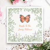 ウェディングシャワー ワイルドフラワー オレンジ 蝶 緑の葉 スタンダードカクテルナプキン