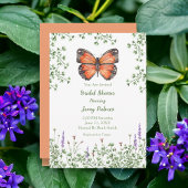 ウェディングシャワー ワイルドフラワー オレンジ 蝶 緑 招待状