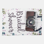 ウェディングシャワー ヴィンテージの花とクラシックカメラ キッチンタオル (横)