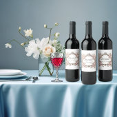 ウェディングシャワー ヴィンテージ シルバーフレーム ピンクのバラ ワインラベル