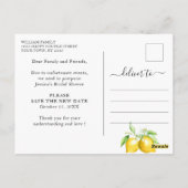 ウェディングシャワー 変更日 レモンの花 緑 ポストカード (裏面)