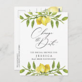 ウェディングシャワー 変更日 レモン グリーン ポストカード (正面/裏面)