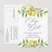 ウェディングシャワー 変更日 レモン 緑の葉 ポストカード (正面/裏面)