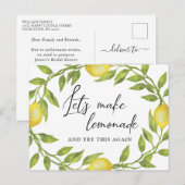 ウェディングシャワー 変更日 レモン 緑の葉 ポストカード (正面/裏面)