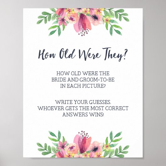 ウェディングシャワー　彼らは何歳だった？ ゲーム サイン (正面)